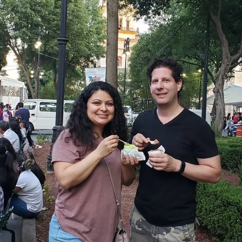 Eating more ice cream at La Plaza de Coyoacán in Mexico City