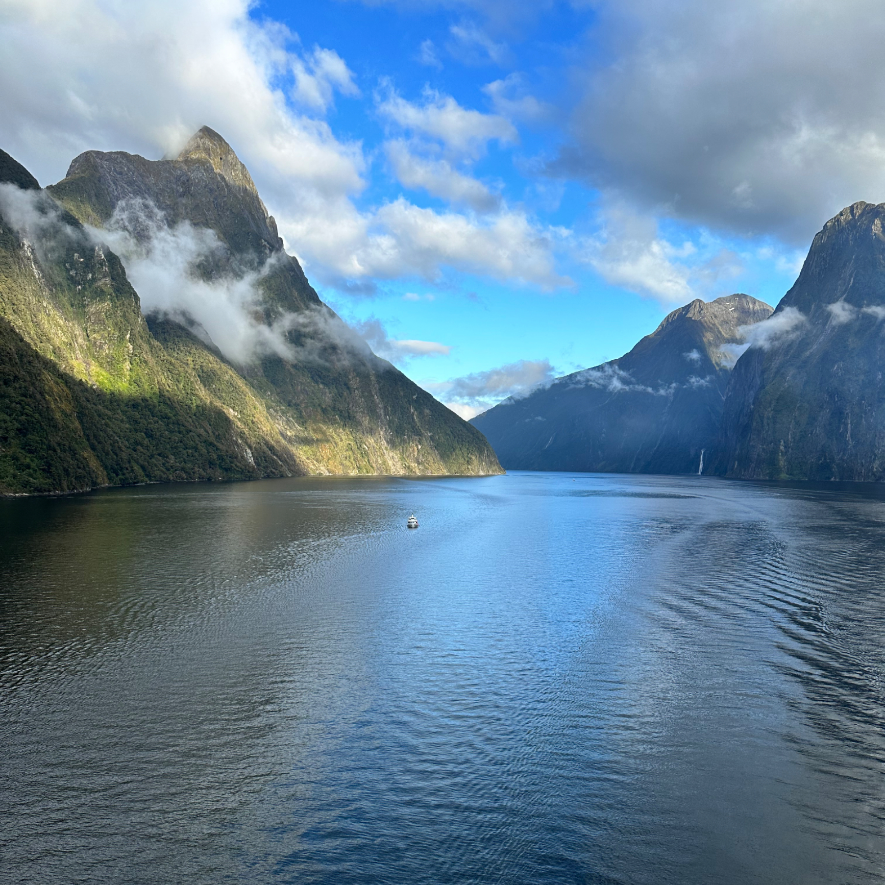 Actually, in New Zealand they call fjords a sound. Here is our favorite shot of Milford Sound. 