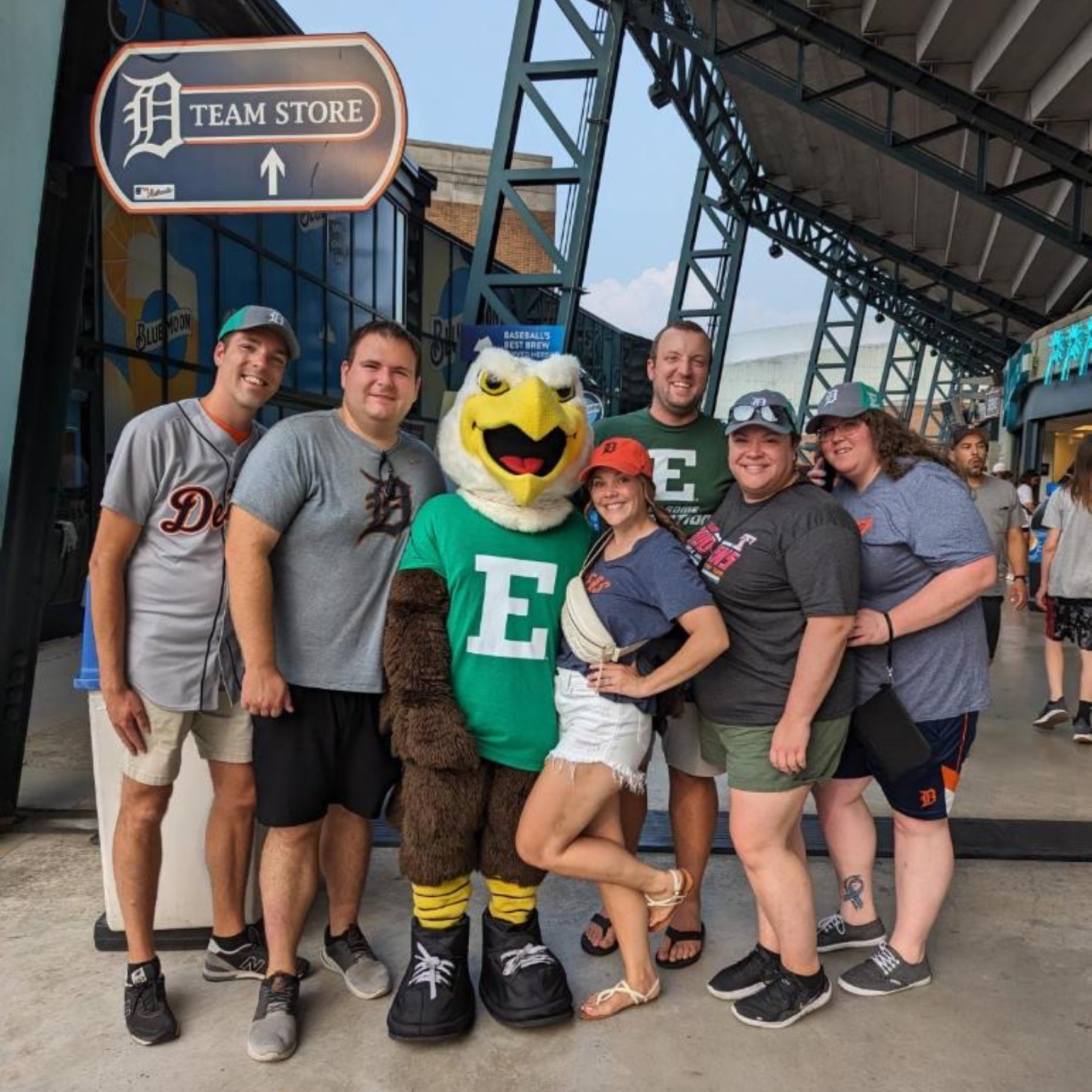 Cheering on the Detroit Tigers with friends at the Eastern Michigan University themed night, and a special appearance by our favorite eagle, Swoop! 