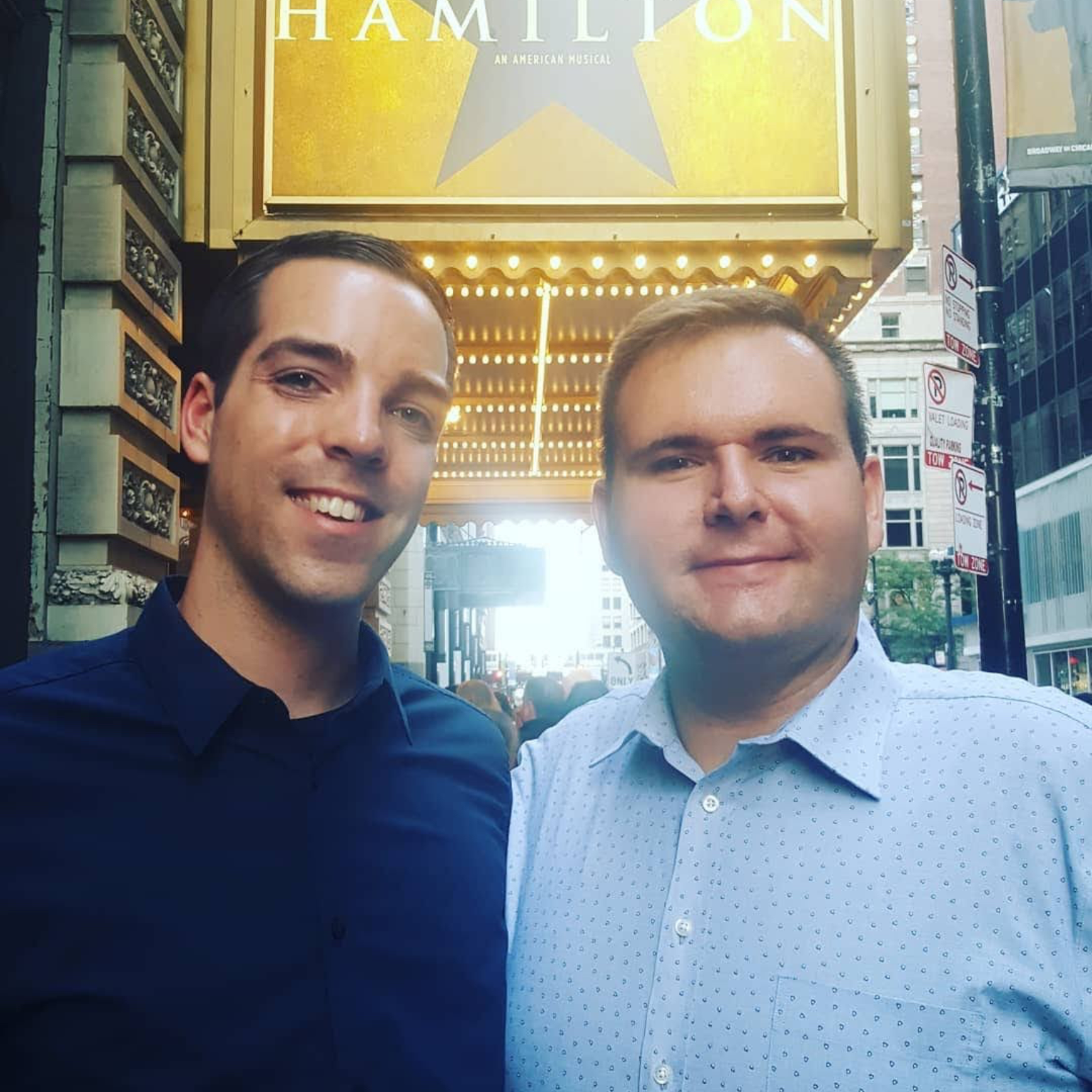 An early picture of us in Chicago about to see Hamilton
