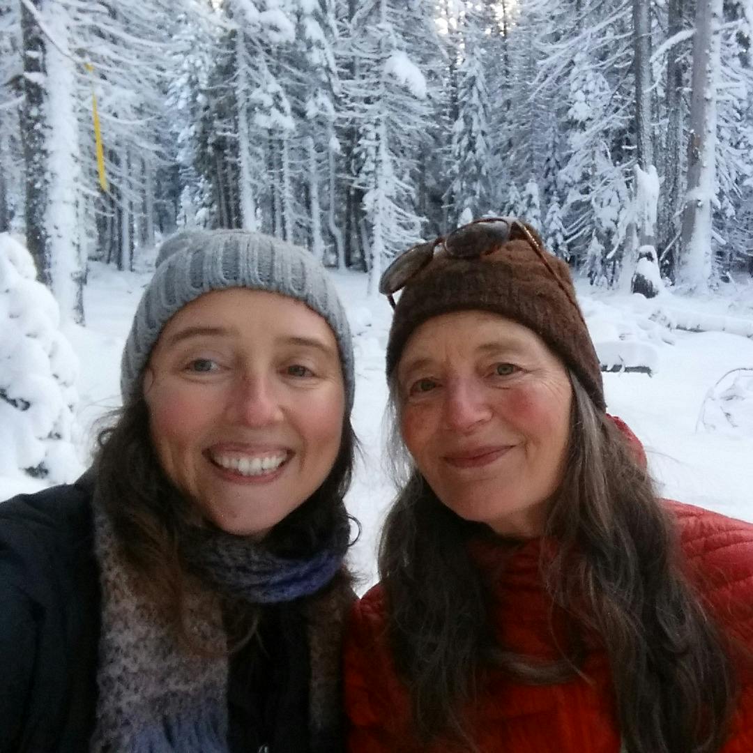 Snowshoeing with my mom during the holidays.