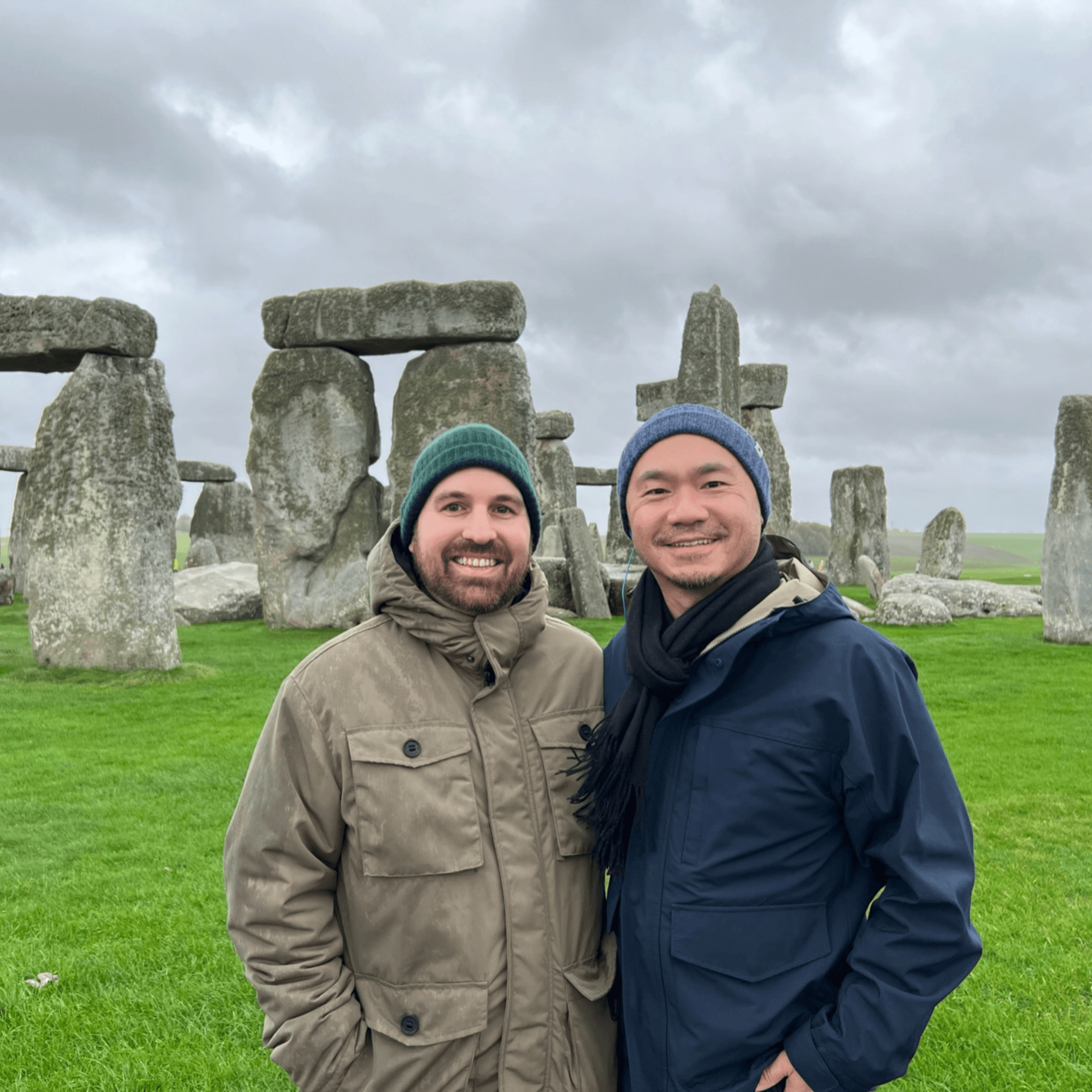 On one of our travel adventures. Here we are at Stonehenge!