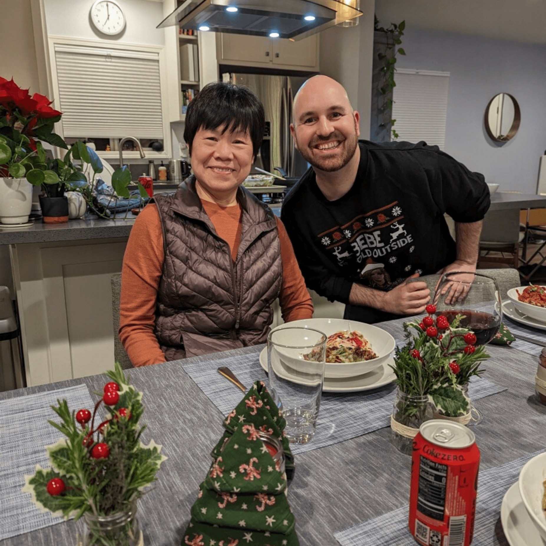 At our home celebrating Christmas with Pakk's Mom