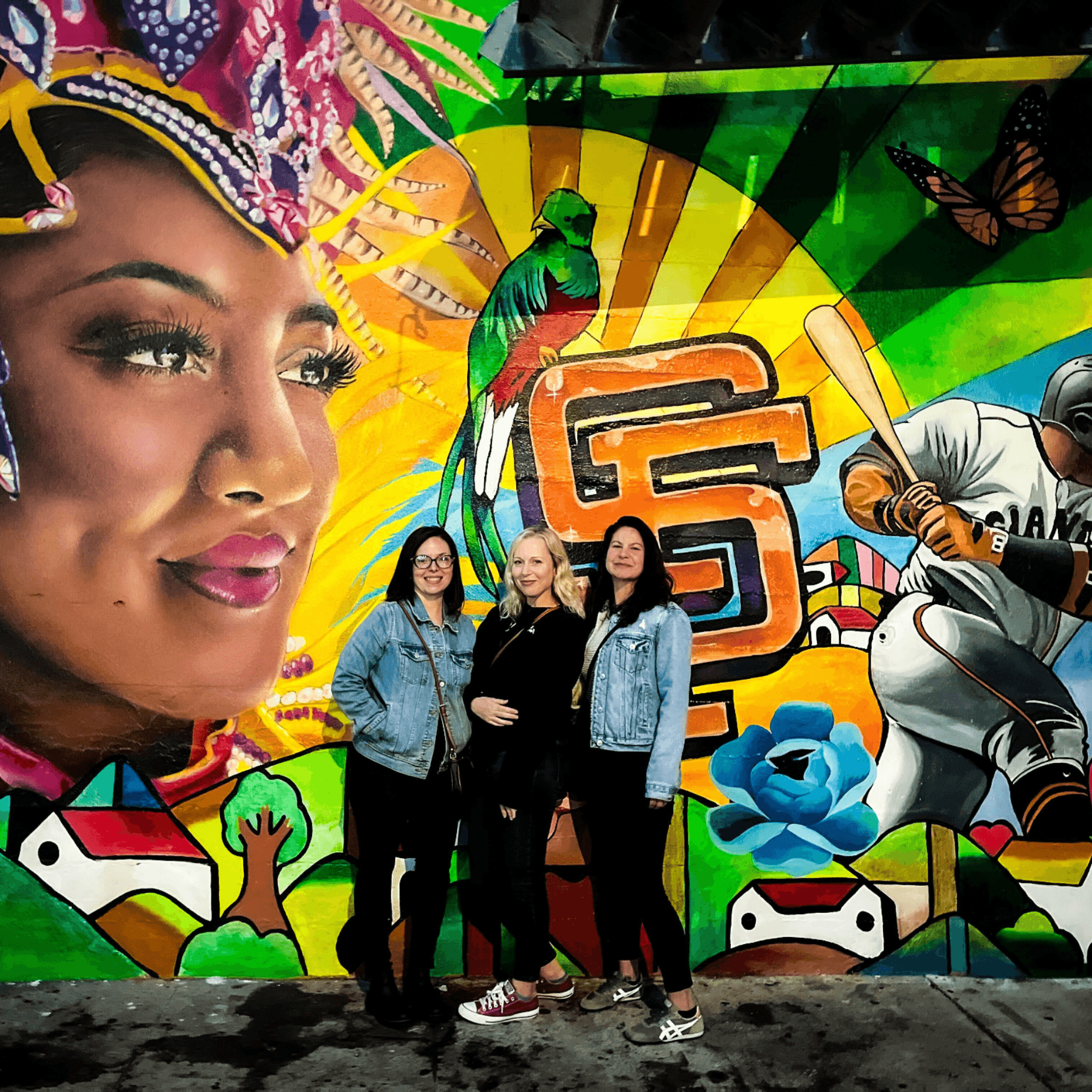 With my friends Vanessa and Amanda in San Francisco in front of a friends mural.