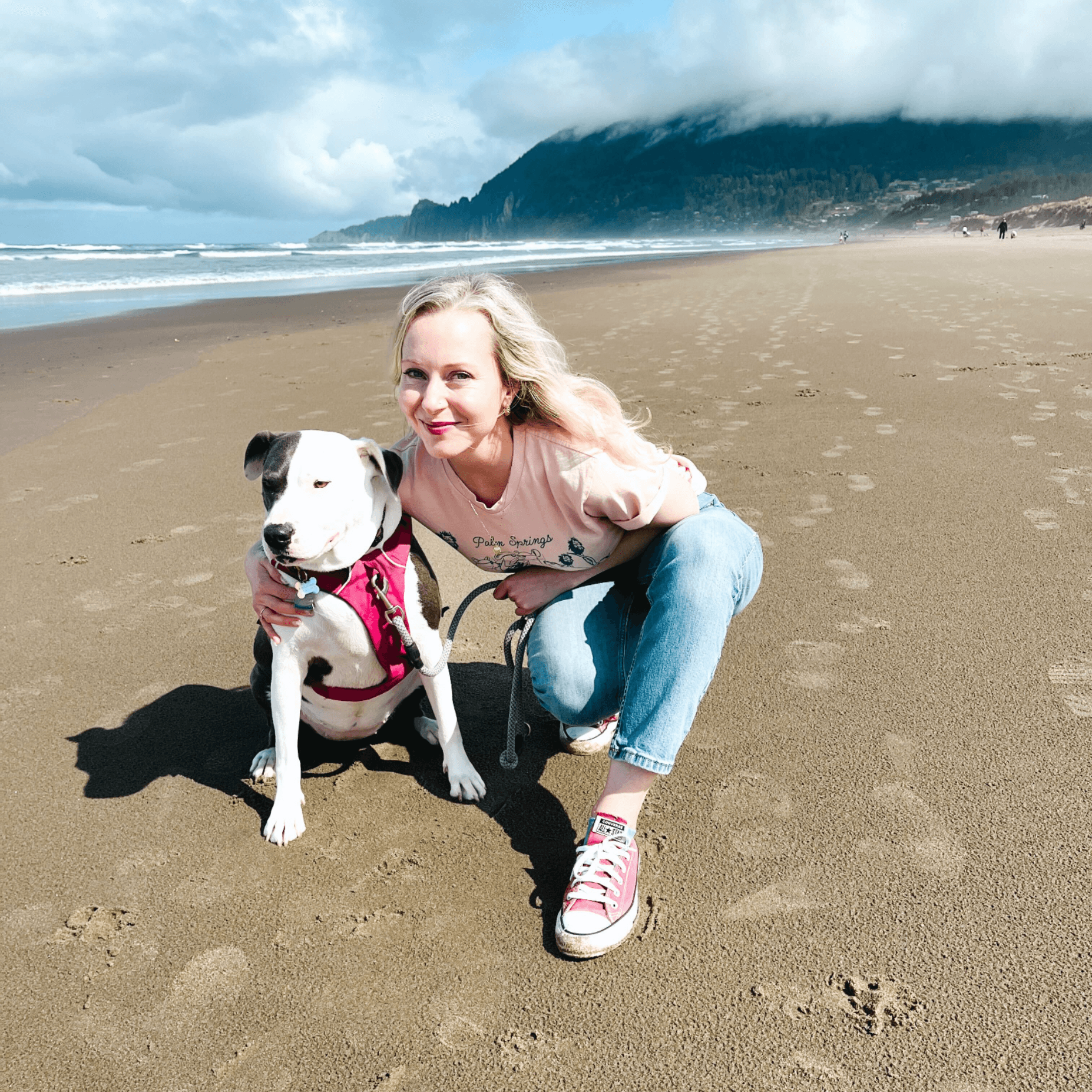 With my sweet girl at the Oregon Coast, enjoying the ocean.