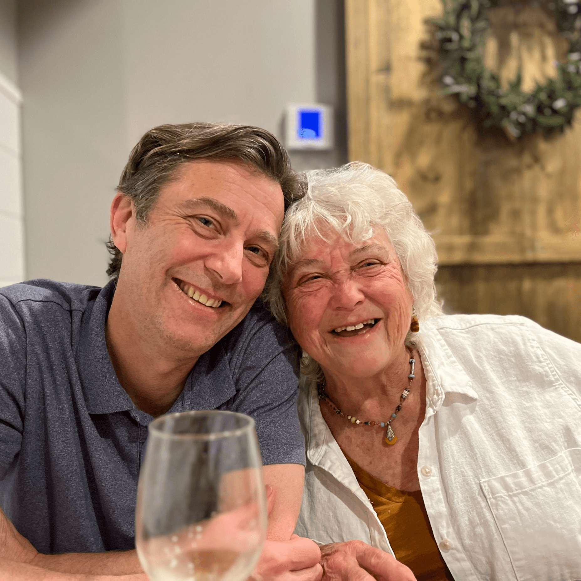 My big brother Jacob, and my mom at a family dinner. He lives in Maryland and we visit him and his family twice a year.