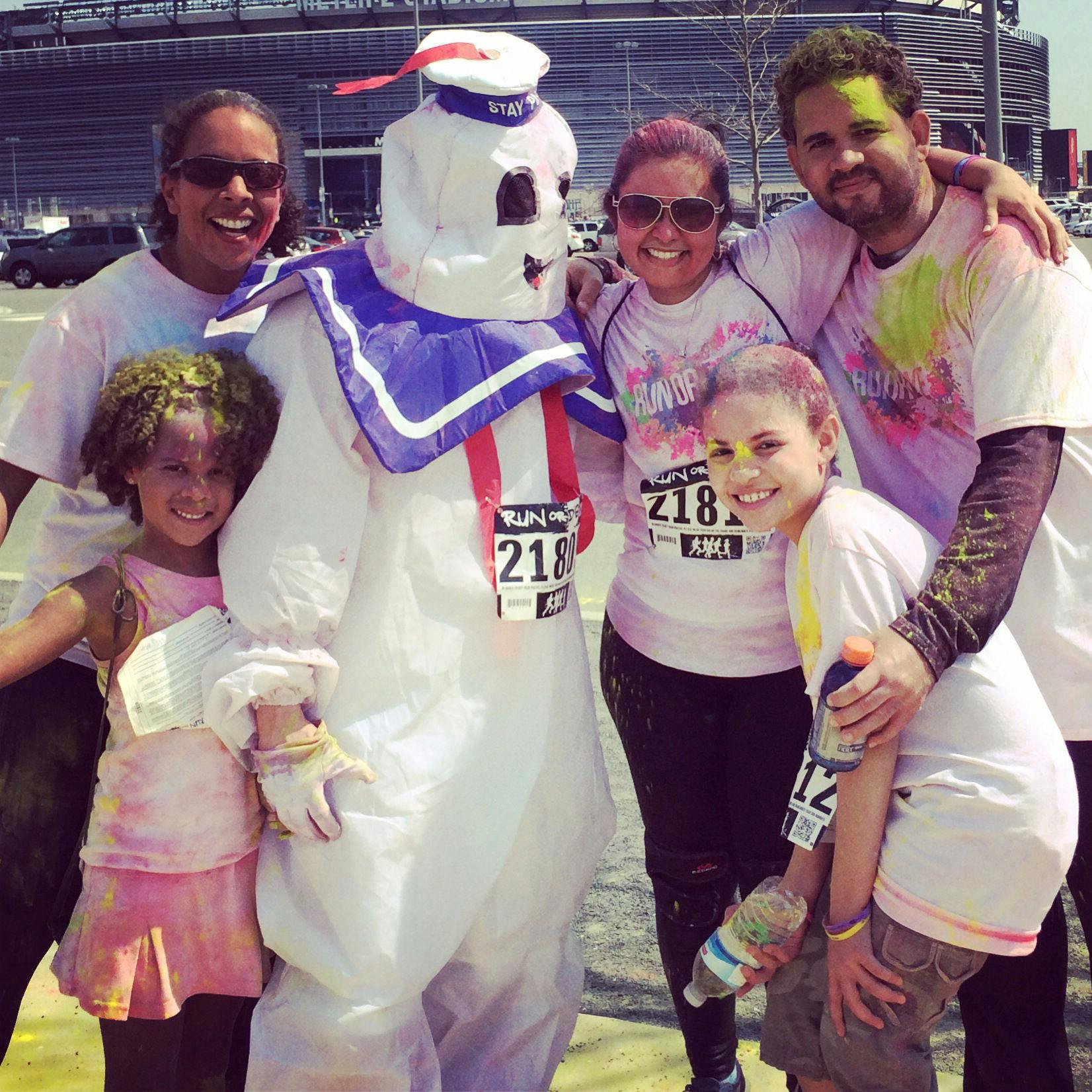 Even races become a fun family affair, yep the marshmallow is family too. Lol!