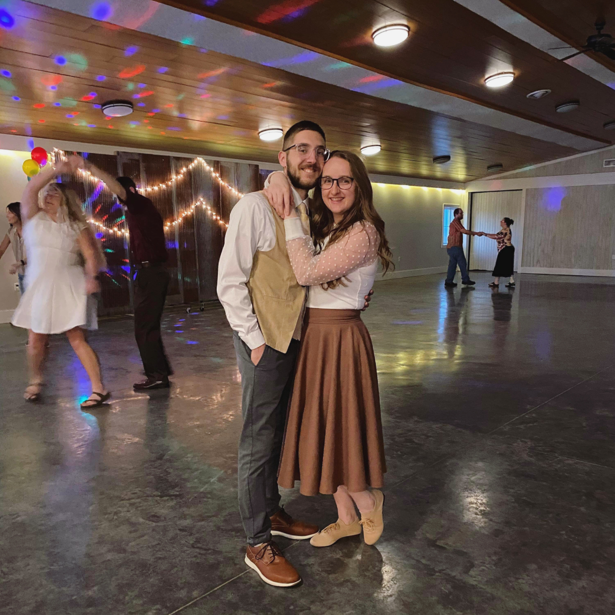 At a local swing dancing event we hosted!